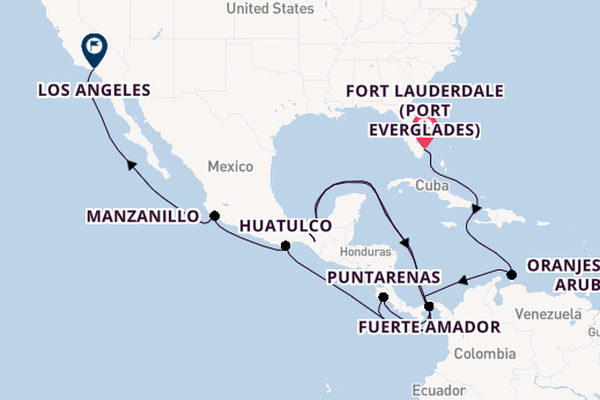 Central America from Fort Lauderdale (Port Everglades), Florida, USA with the Island Princess