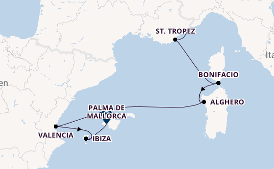 Westliches Mittelmeer ab Nizza, Frankreich auf der Silver Shadow