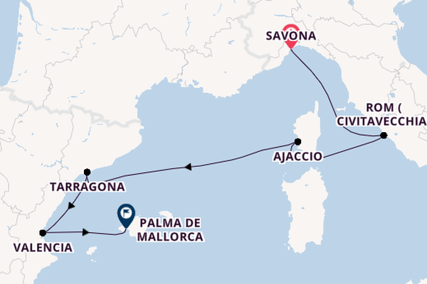 Westliches Mittelmeer ab Savona, Italien auf der Mein Schiff 4