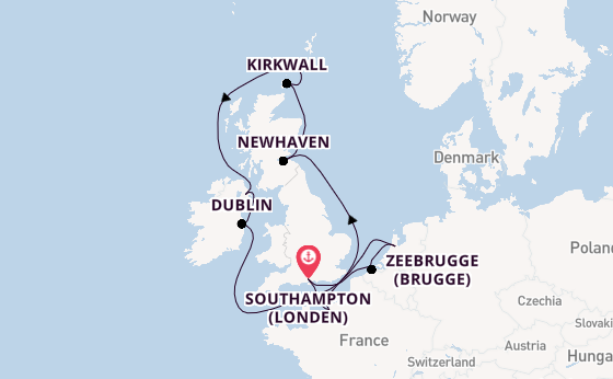 Britse Eilanden vanaf Southampton (Londen), Engeland met de Norwegian Sky