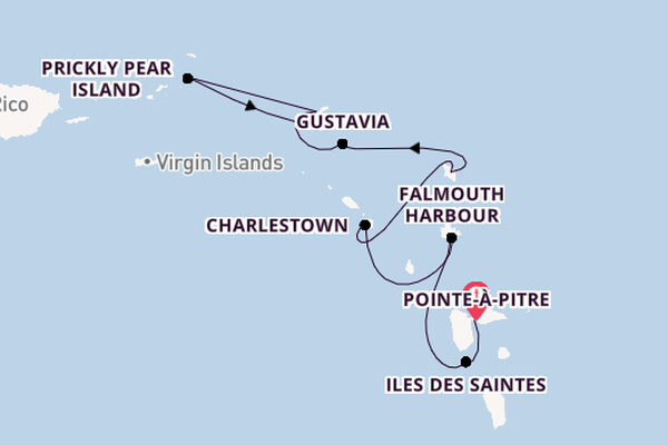 Caribbean vanaf Pointe-à-Pitre, Guadeloupe met de Le Ponant
