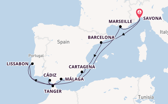 Westelijke Middellandse Zee vanaf Savona, Italië met de Costa Diadema