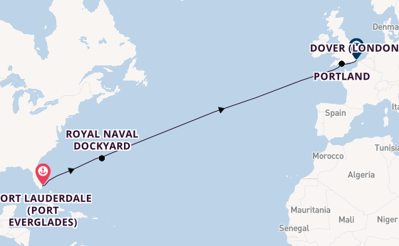 Transatlantic from Fort Lauderdale (Port Everglades), Florida, USA with the Nieuw Statendam