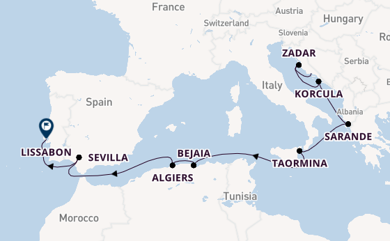 Middellandse Zee vanaf Split, Kroatië met de Silver Wind