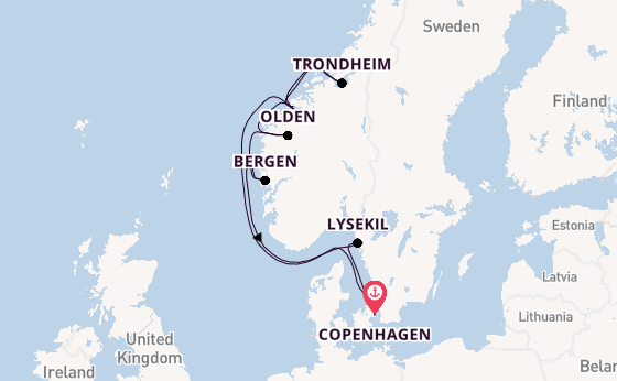 Norway from Copenhagen, Denmark with the Silver Dawn