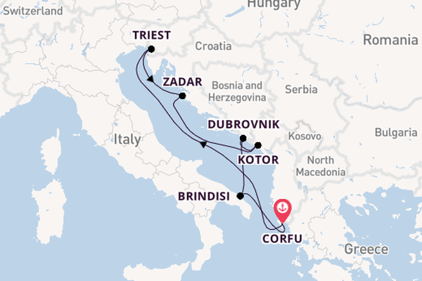 Middellandse Zee vanaf Corfu, Griekenland met AIDAblu
