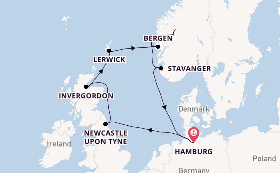 Noorwegen vanaf Hamburg, Duitsland met AIDAbella