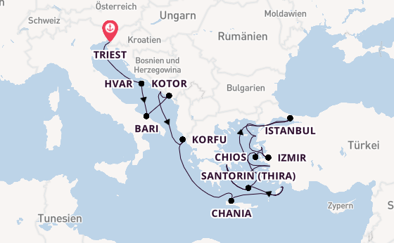 Östliches Mittelmeer ab Triest, Italien auf der Allura 