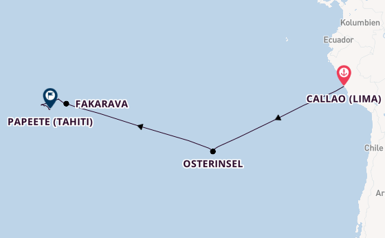 Französisch-Polynesien ab Callao (Lima), Peru auf der Seven Seas Mariner