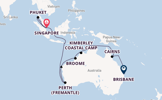 Australia from Singapore, Singapore with the Sapphire Princess