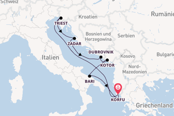 Mittelmeer ab Korfu, Griechenland auf AIDAblu