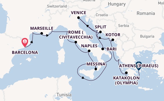 Mediterranean Sea from Barcelona, Spain with the Viking Jupiter