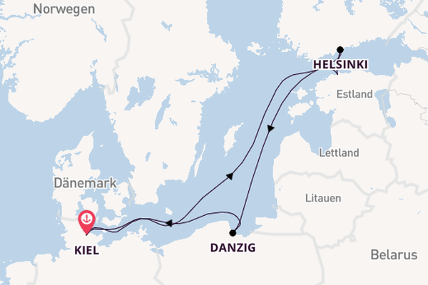 Ostsee ab Kiel, Deutschland auf der Mein Schiff Flow