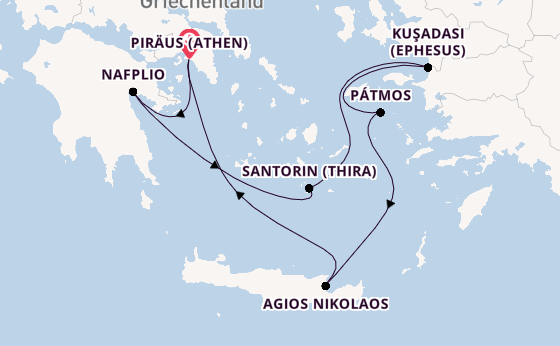 Östliches Mittelmeer ab Piräus (Athen), Griechenland auf der Seven Seas Splendor
