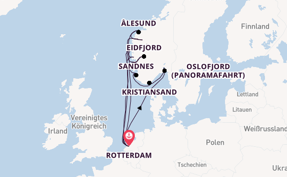 Norwegen ab Rotterdam, Niederlande auf der Rotterdam