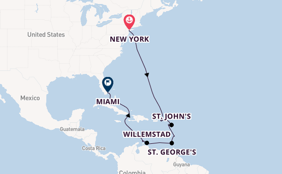Caribbean vanaf New York, Verenigde Staten met de Vista