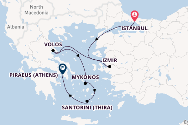 Eastern Mediterranean from Istanbul, Turkey with the Costa Fortuna