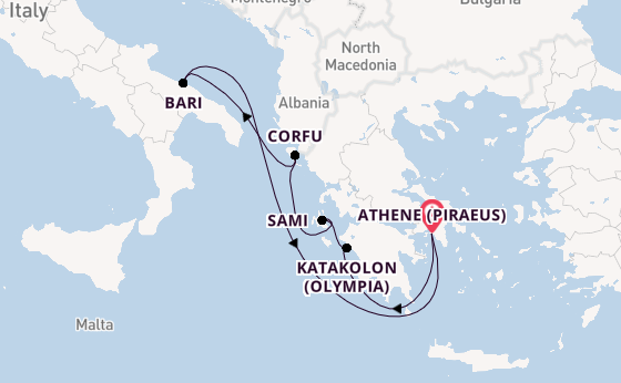 Oostelijke Middellandse Zee vanaf Athene (Piraeus), Griekenland met de MSC Orchestra