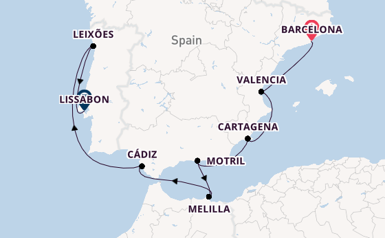 Middellandse Zee vanaf Barcelona, Spanje met de Seabourn Ovation