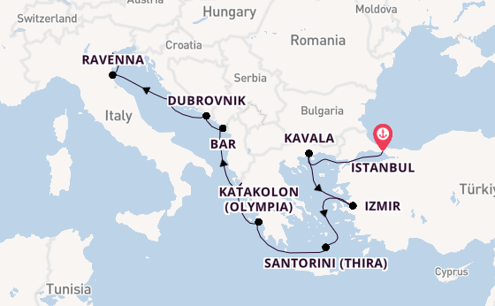 Mediterranean from Istanbul, Turkey with the Sirena