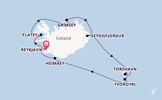 Arctic Ocean from Reykjavik, Iceland with the Seabourn Pursuit