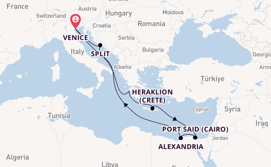 Mediterranean Sea from Venice, Italy with the MSC Lirica