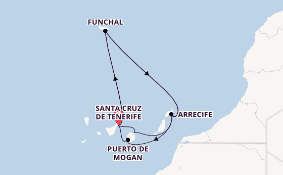 Canary Islands from Santa Cruz de Tenerife, Spain with the Azura