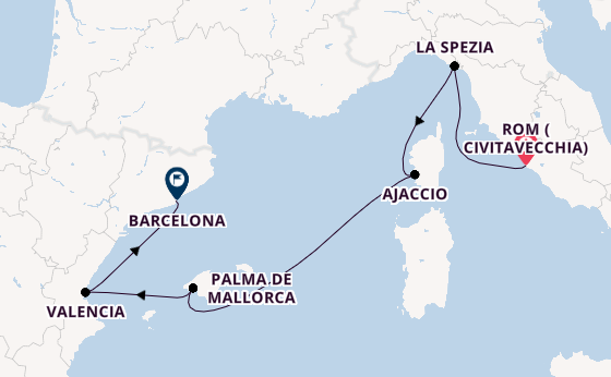 Westliches Mittelmeer ab Civitavecchia (Rom), Italien auf der Queen Elizabeth