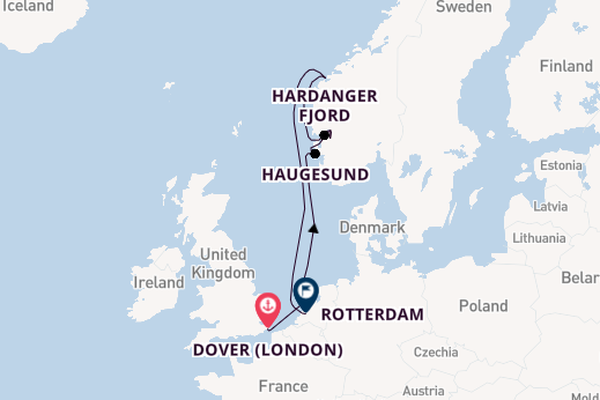 British Isles from London (Dover), England, United Kingdom with the Nieuw Statendam