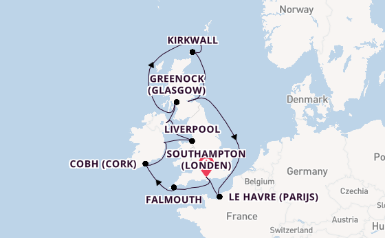 Britse Eilanden vanaf Southampton (Londen), Engeland met de Majestic Princess