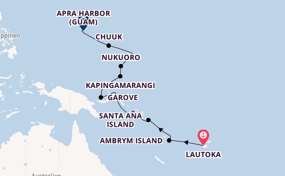 Südsee ab Lautoka, Fiji auf der Silver Cloud
