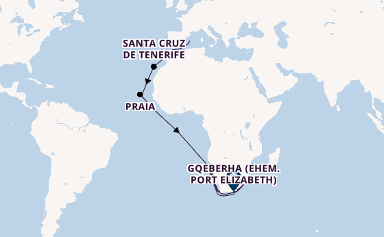 Südliches Afrika ab Palma de Mallorca, Spanien auf AIDAblu