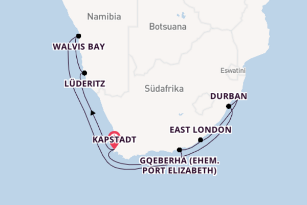 Südafrika ab Kapstadt, Südafrika auf der Silver Spirit