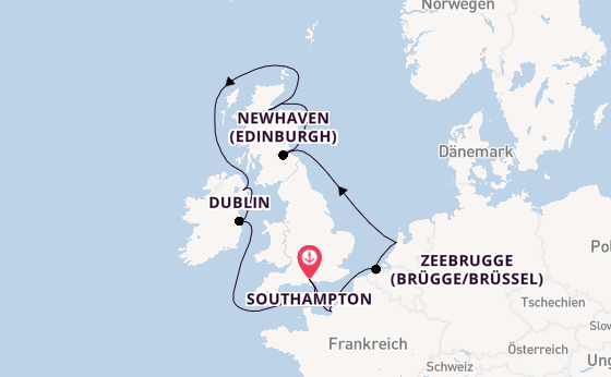 Britische Inseln ab Southampton, Großbritannien auf der Norwegian Star