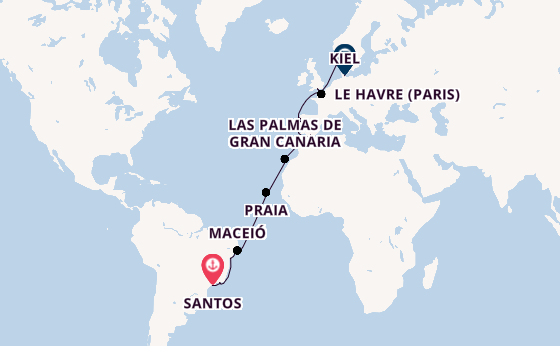 Transatlantic from Santos, Brazil with the Costa Diadema