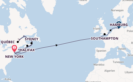 Transatlantik ab New York auf der Queen Mary 2