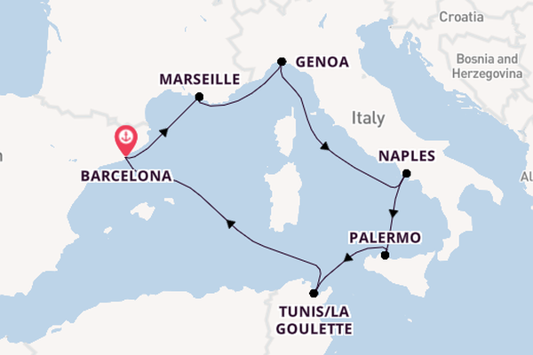 Western Mediterranean from Barcelona, Spain with the MSC Euribia