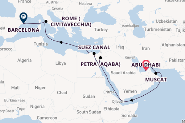 Middle East from Abu Dhabi, United Arab Emirates with the MSC Euribia