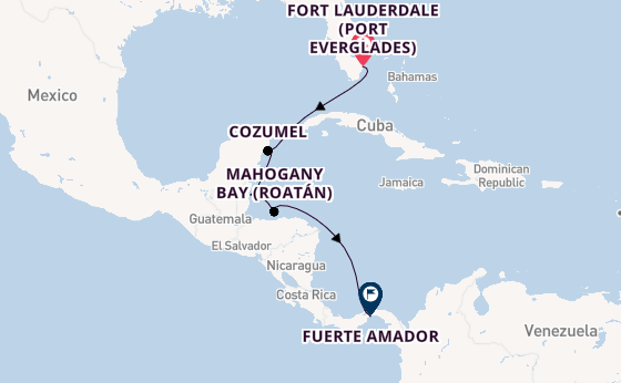 Central America from Fort Lauderdale (Port Everglades), Florida, USA with the Viking Mars