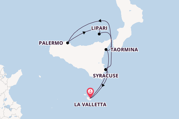 Westelijke Middellandse Zee vanaf La Valletta, Malta met de Le Dumont-d'Urville