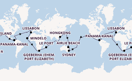 Weltreise ab Miami auf der Queen Elizabeth