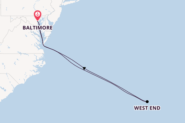 North America from Baltimore, Maryland, USA with the Carnival Pride