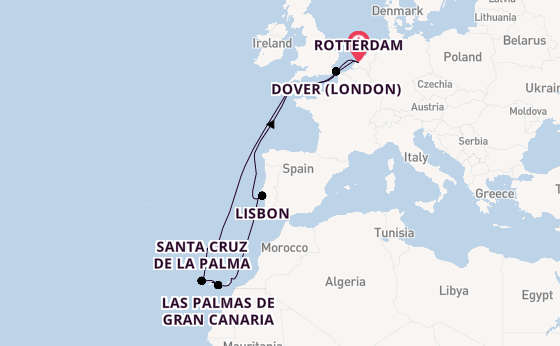 Canary Islands from Rotterdam, Netherlands with the Nieuw Statendam