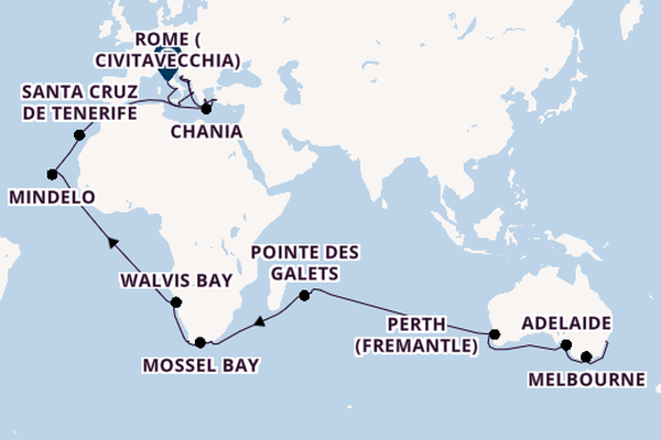 Mediterranean Sea from Sydney, Australia with the Coral Princess