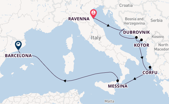 Mediterranean from Ravenna, Italy with the Norwegian Gem