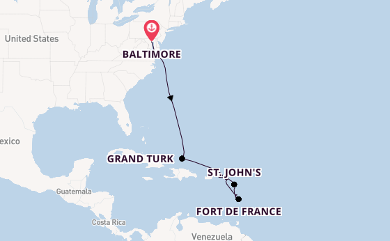 Caribbean vanaf Baltimore, Verenigde Staten met de Vision of the Seas