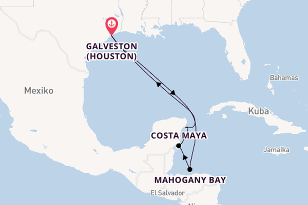 Westliche Karibik ab Galveston (Houston), USA auf der Carnival Jubilee