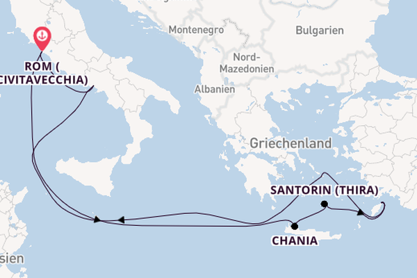Mittelmeer ab Civitavecchia (Rom), Italien auf der Disney Wish