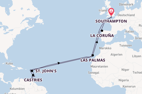 Karibik ab Southampton, Großbritannien auf der Iona