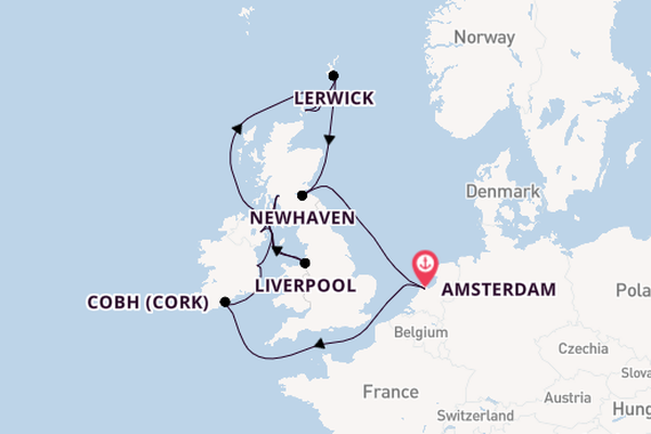 Britse Eilanden vanaf Amsterdam, Nederland met de Celebrity Apex